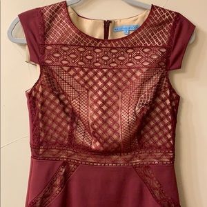 Antonio Melani Sleeveless Merlot/Nude Dress